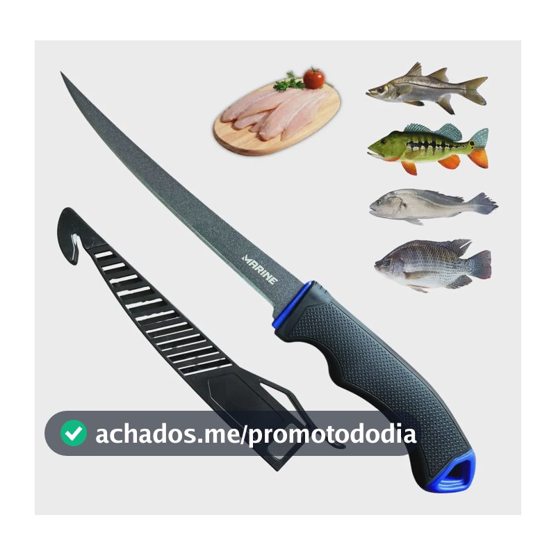 Faca Fileteira File De Peixe 29cm Marine Lamina Inox Pesca Inox