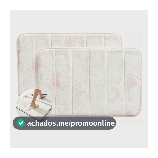 Kit 2 Tapetes Felpudos Banheiro Antiderrapantes 60x40cm Rosa Geométrico
