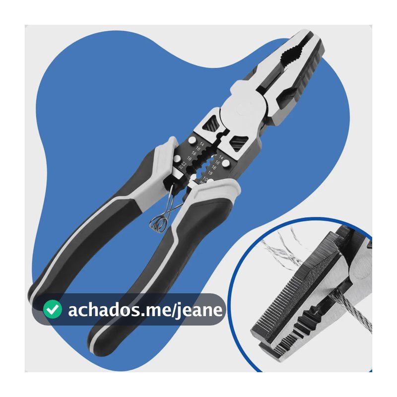 Alicate Universal Multiuso Corta Tudo Prensa Terminal Descasca Crimpa Isolado 1000v Eletricista Profissional Reforçado 9 Polegadas Gurumania
