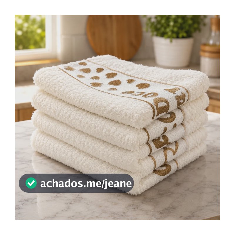 Kit 4 Pano Prato Atoalhado Com Frase 100% Algodão Sortido