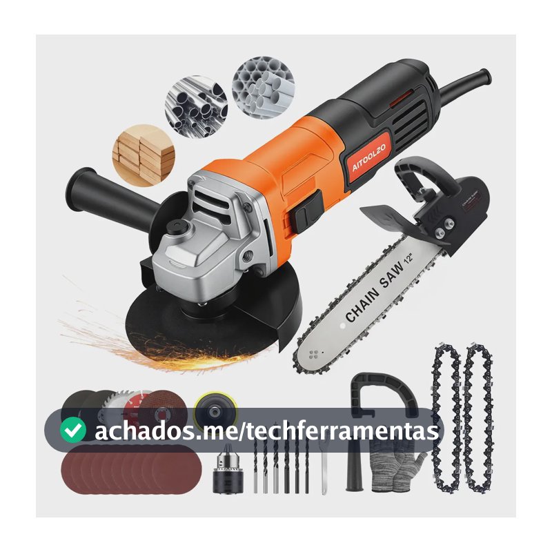 Esmerilhadeira Angular Lixadeira+motosserra 1500w Aitoolzo Laranja 220v 60