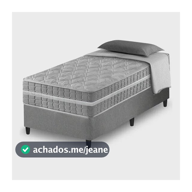 Cama Box Solteiro + Colchão Molas Ensacadas Alabama 88x188x61cm Cinza