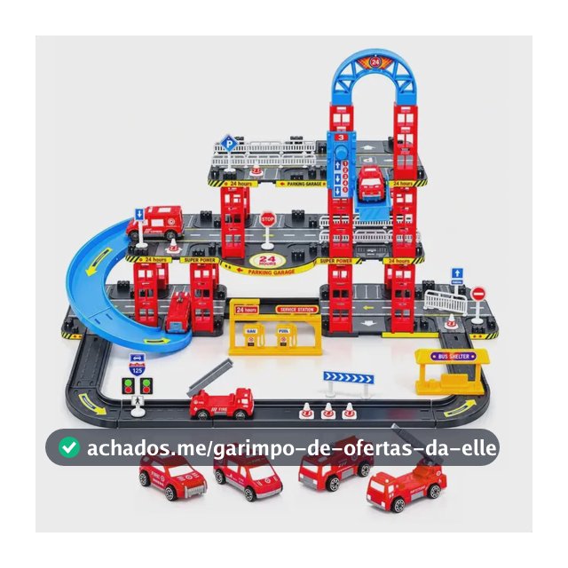 Pista De Carrinhos Bombeiros Brinquedo Infantil Corrida Vermelho