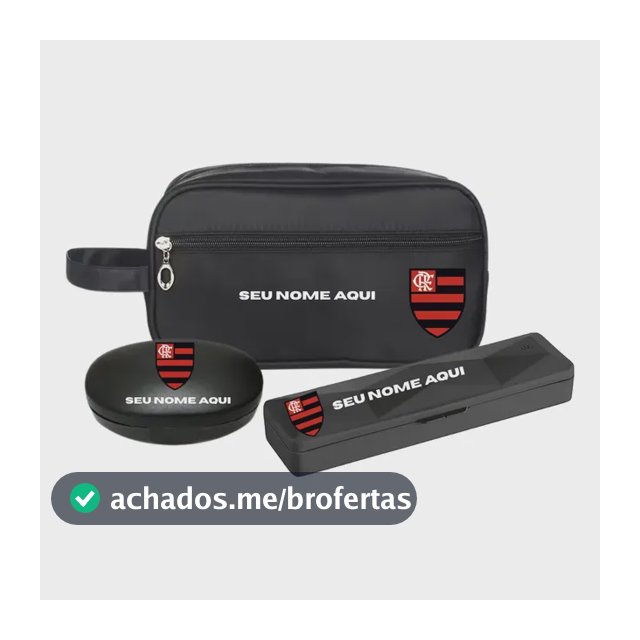 Kit Bolsa Necessaire Porta Escova Personalizada Time Nome Flamengo