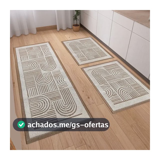 Kit Tapetes Passadeira 3 Peças Linea Luxo Tear Para Cozinha