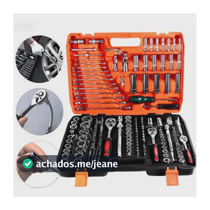Kit Soquete Chave Catraca 216 Pcs Aço Cr-v Profissional Vermelho