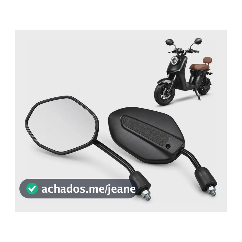 Par Espelho Retrovisor Moto Elétrica 8mm M8 Preto Scooter
