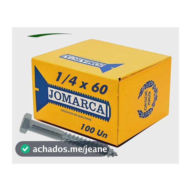 Parafuso Sextavado 1/4 X 60 Rosca Soberba Fixação De Antenas 100 Unidades Jomarca
