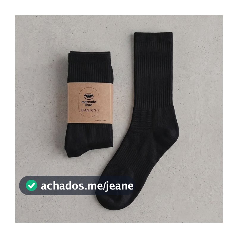 Kit 3 Meias Cano Alto Canelada - Mercado Livre Basics Preto Liso 39-43