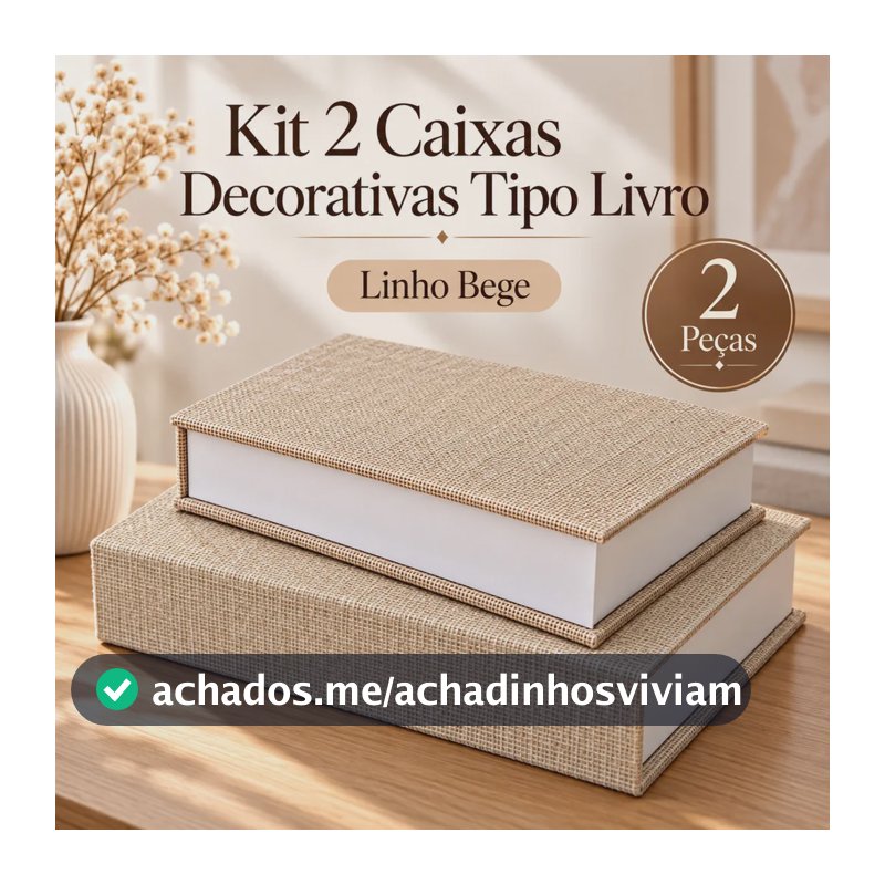 Kit 2 Livro Caixa Decorativo Linho Livros Fake Porta Objeto