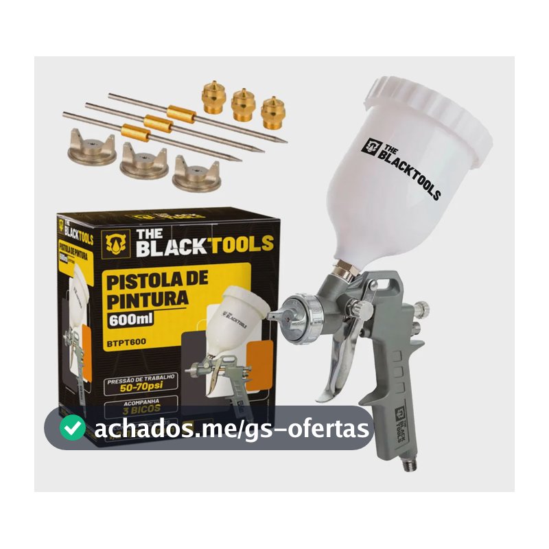 Pistola Pintura Gravidade 600ml 3 Bicos 1.2 1.5 1.8mm Profissional The Black Tools