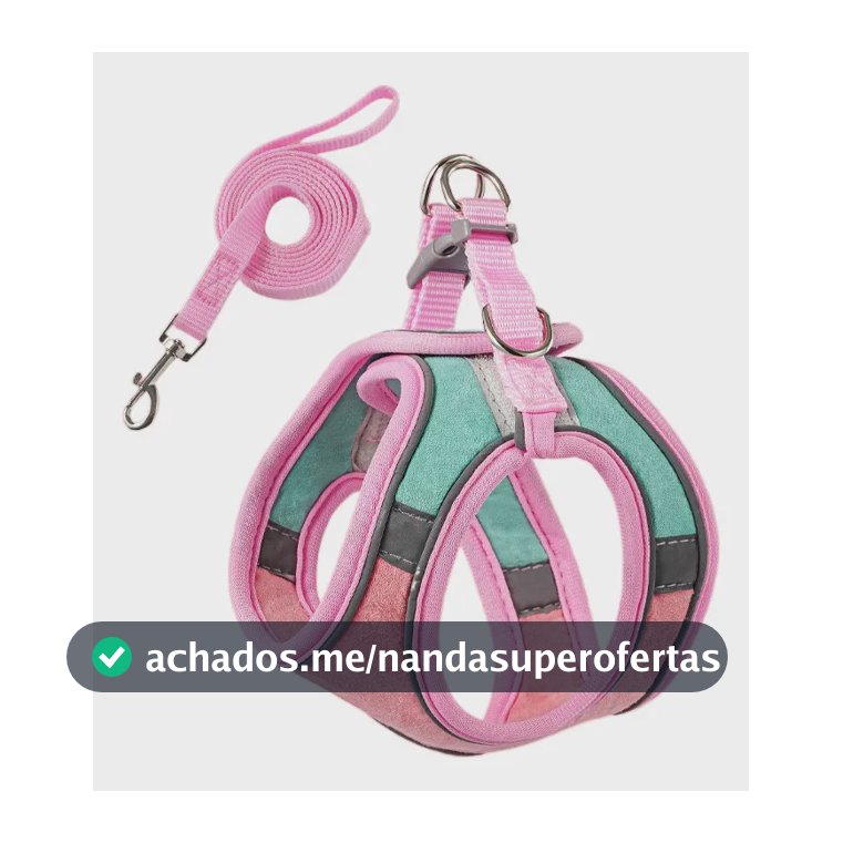 Coleira Peitoral Refletivo Com Guia Para Gatos Cachorros Rosa P 1-2kg