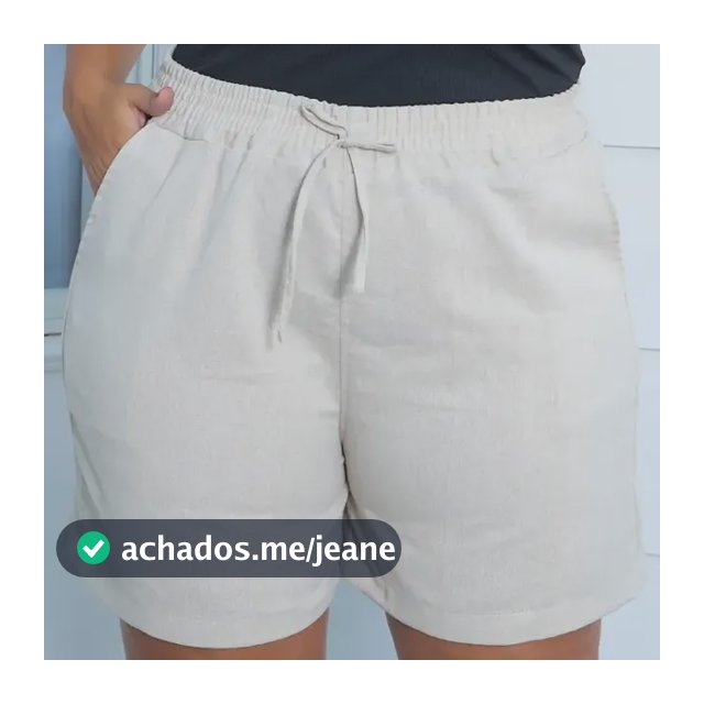 Bermuda Feminina De Linho Plus Size Cintura Alta Com Cordão