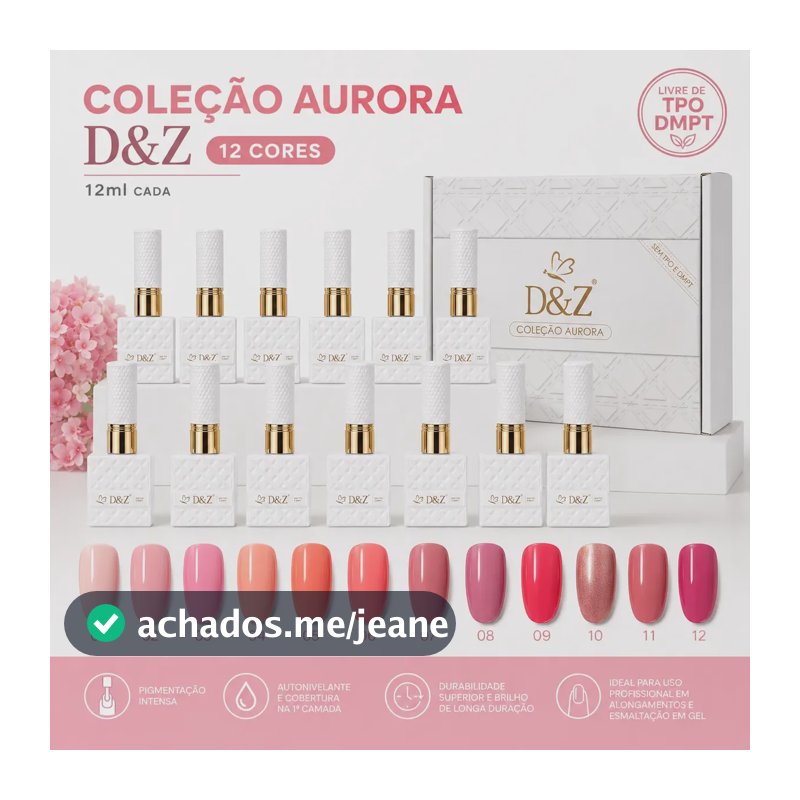 Kit Manicure Profissional 12un Esmalte Em Gel Coleção Aurora Multicolor