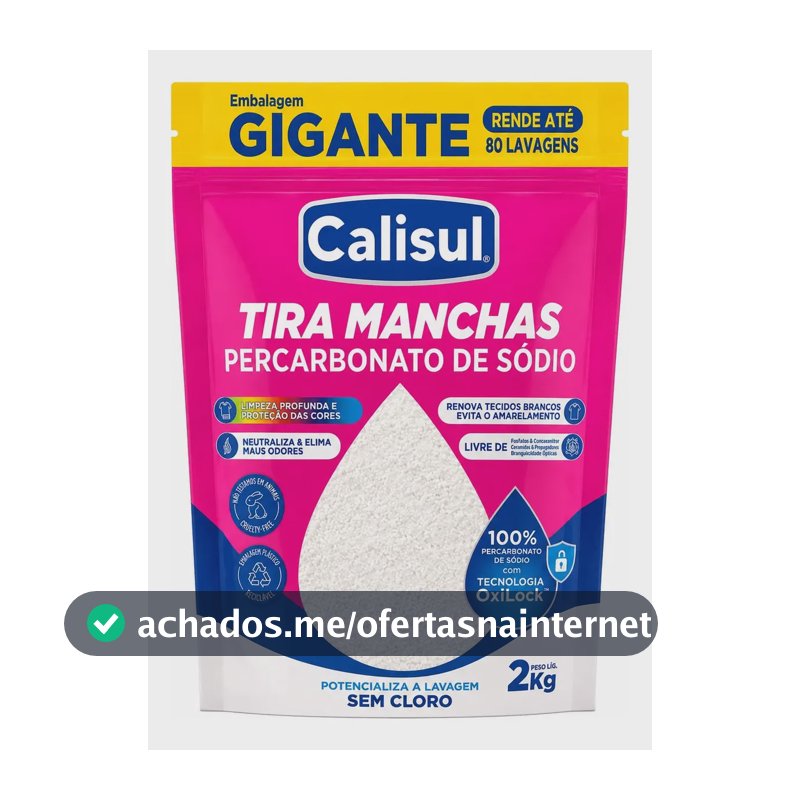 Percarbonato De Sódio Calisul 2kg Tira manchas Roupas Brancas e Coloridas Tamanho Familia
