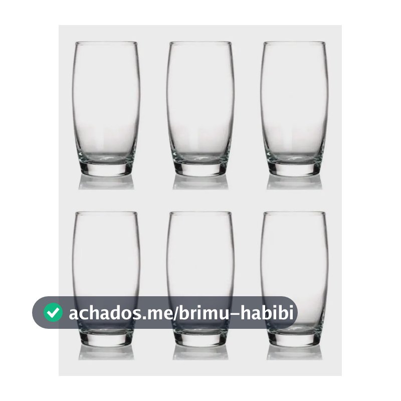Kit 6 Copos Oca Nadir 300ml Vidro para Água e Suco