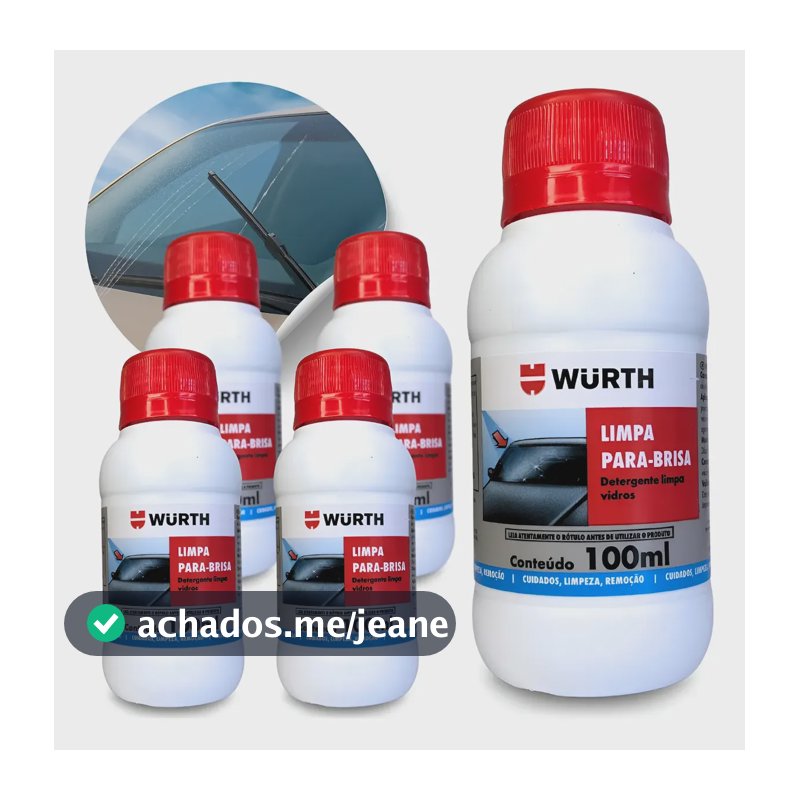 Kit 5 Limpa Parabrisa Wurth 100ml Limpeza De Vidros Fluido