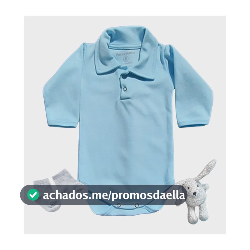Body Gola Polo Bebê 100% Algodão Manga Longa-azul Bebê Cor Azul Bebê Tamanho Rn