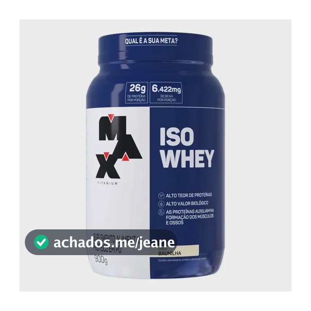 Whey Protein 900g Iso Whey Max Titanium Baunilha Proteína Isolada