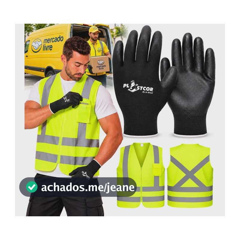 Kit Epi Entregador Colete Luva Mercado Livre Shopee Ca Bolso Amarelo Xg