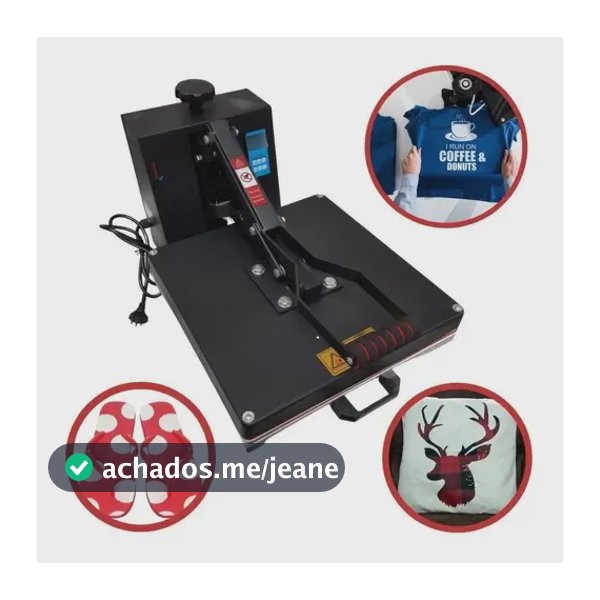 Importway Iwpts-38 Prensa Térmica Camiseta Plana 38x38 Sublimação Jacaré Transfer Estampa Preto 220v