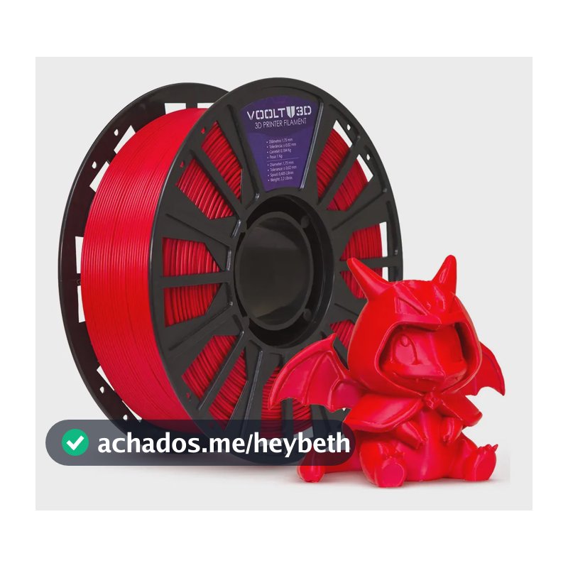 Filamento PLA Vermelho Papai Noel 1Kg 1,75mm Voolt3D High Speed Para Impressão 3D Vermelho Natal Impressoras 3D Peças 3D Fabricação Nacional
