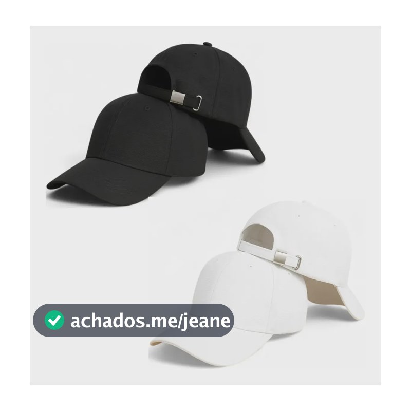 Kit 2 Boné Básico Liso Aba Curva Ajustável Unissex Baseball Preto-branco Un Liso