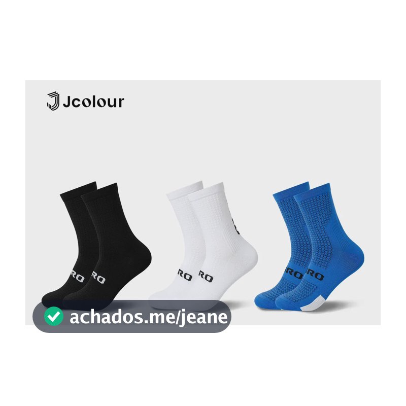 Kit 3 Meias Esportiva Antiderrapantes Ciclismo Corrida Preto/branco/azul 37-44