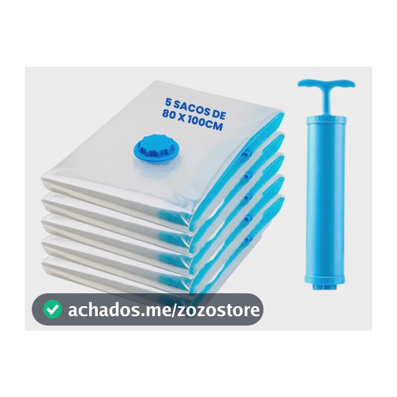 Saco A Vácuo 80x100 5un Edredom + Bomba Organizador Mala