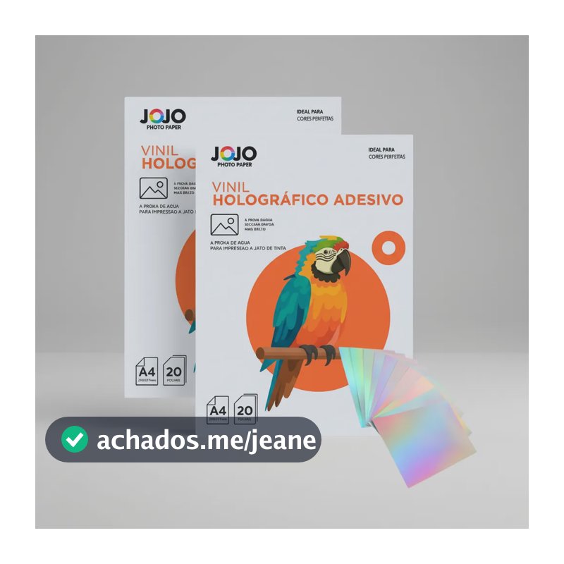 Papel Vinil Holográfico A4 40 Fls À Prova Dágua Jato Tinta