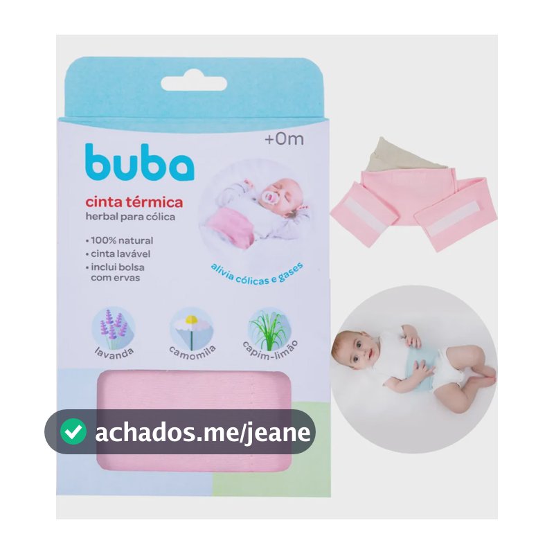 Cinta Térmica Buba Herbal Bolsa Alívio Cólica Gases Bebê Rosa