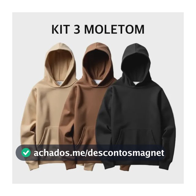 Kit 3 Moletom Liso Canguru Blusa De Frio Com Capuz Flanelado