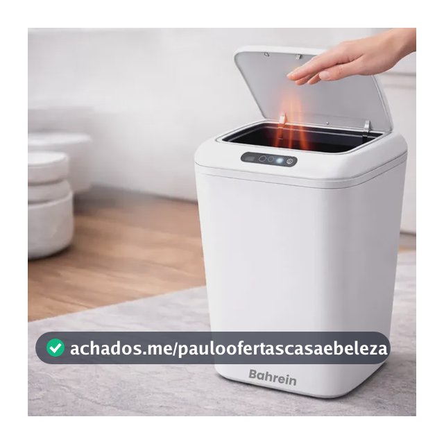 Lixeira Inteligente Sensor Automático 16l Cor Branco Recarregável Smart Banheiro E Cozinha Moderna