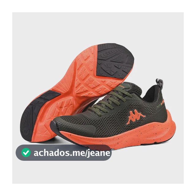 Tênis Kappa Sparta Unissex Original Confortável  Caminhada Verde Militar-laranja 38 Br