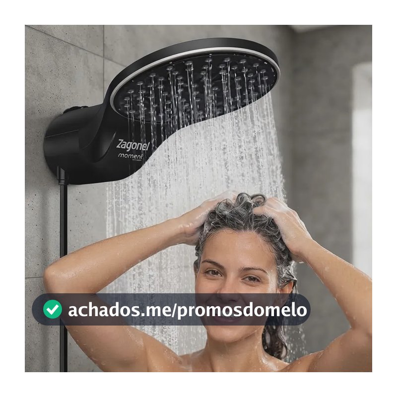 Chuveiro Eletronico 127/220v Grande Moderno Preto Economico Preto 220v 7.5 Kw