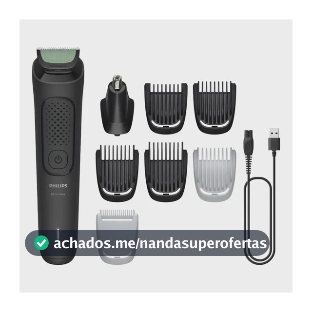 Aparador e Barbeador Elétrico All-in-One Série 3000 8 em 1 : Visual completo para rosto, cabelo e corpo | 60 min sem fio | Lâminas autoafiaveis de aço | Pontas arredondadas | MG3917/15