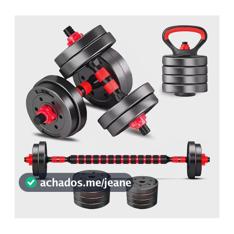 Kit Halteres e Anilhas Ajustáveis 15kg para Kettlebell, Barras e Flexões Marca Als Sports