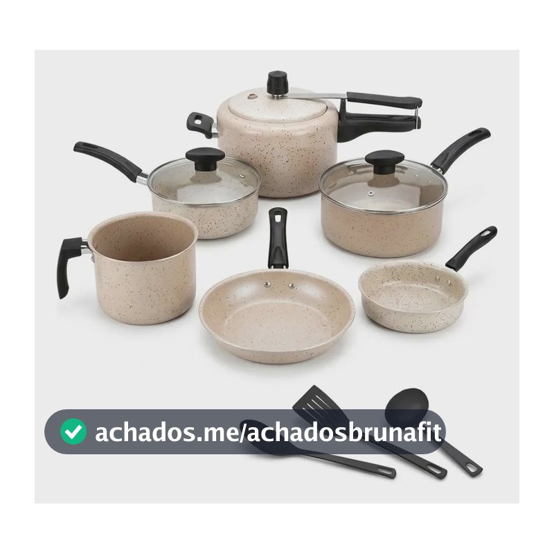 Kit 9 Panelas Alumínio Antiaderente Com Panela De Pressão 2l Marfim