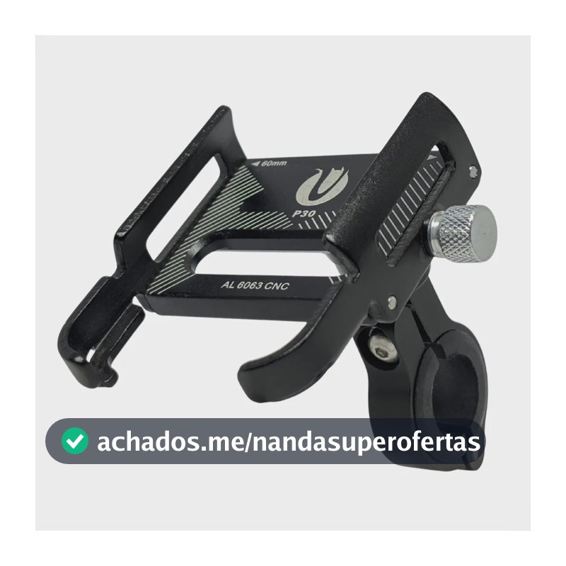 Suporte Celular Alumínio Moto Bike Guidão Articulado P30 Preto