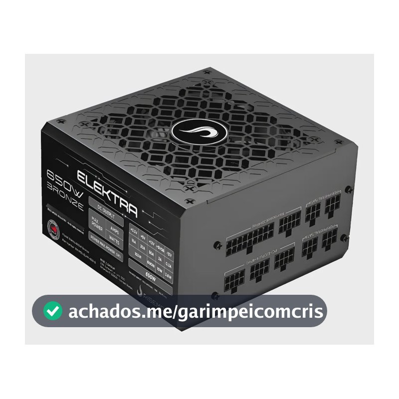 Fonte Gamer Rise Mode Elektra 650w Full Modular Selo Teclab Preto