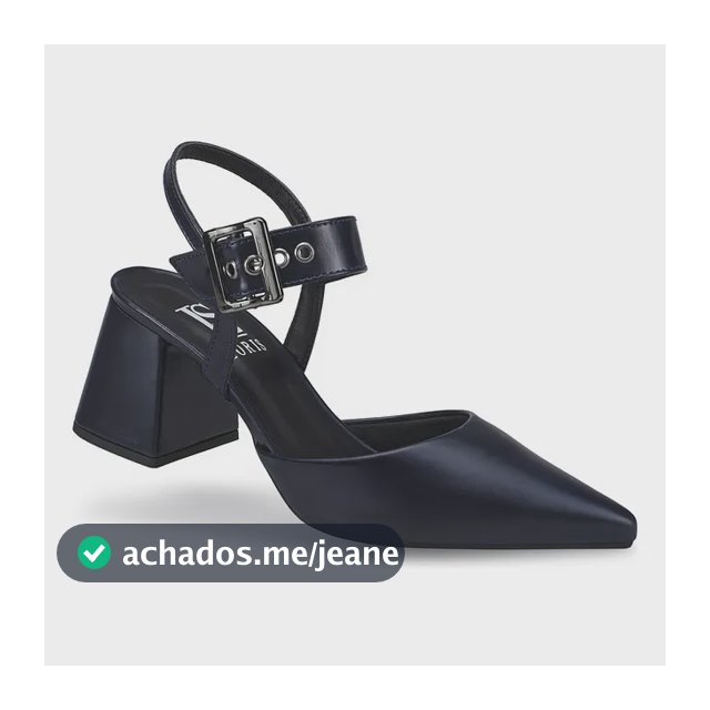 Sapato Feminino Bico Fino Salto Bloco Com Fivela 18400
