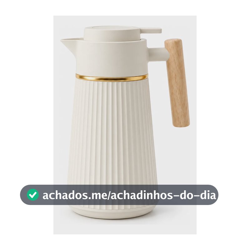 Garrafa Térmica Nórdica Café 1l Cabo Madeira Luxo Mesa Posta Creme