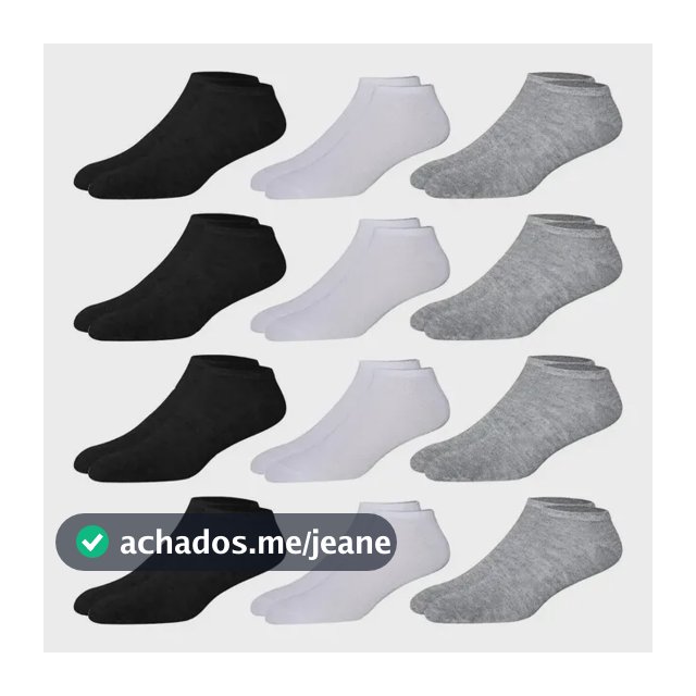 Kit 12 Pares Meia Soquete Cano Curto Preto 38 Ao 44 Premium
