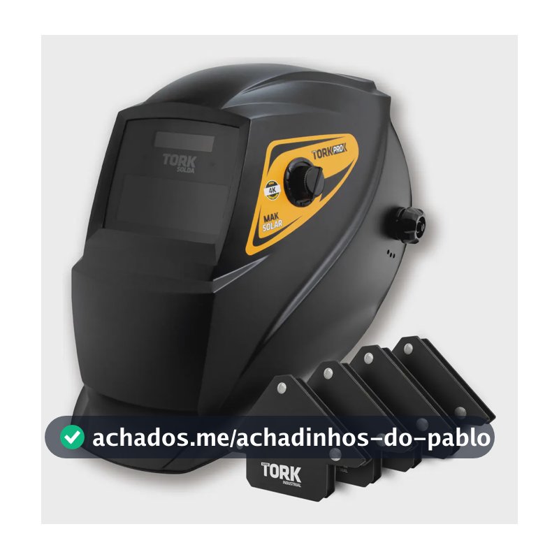 Máscara De Solda Automática 4K Auto Escurecimento Solar DIN 9-13 Com Proteção UV+4 Esquadros Magnéticos 12kg