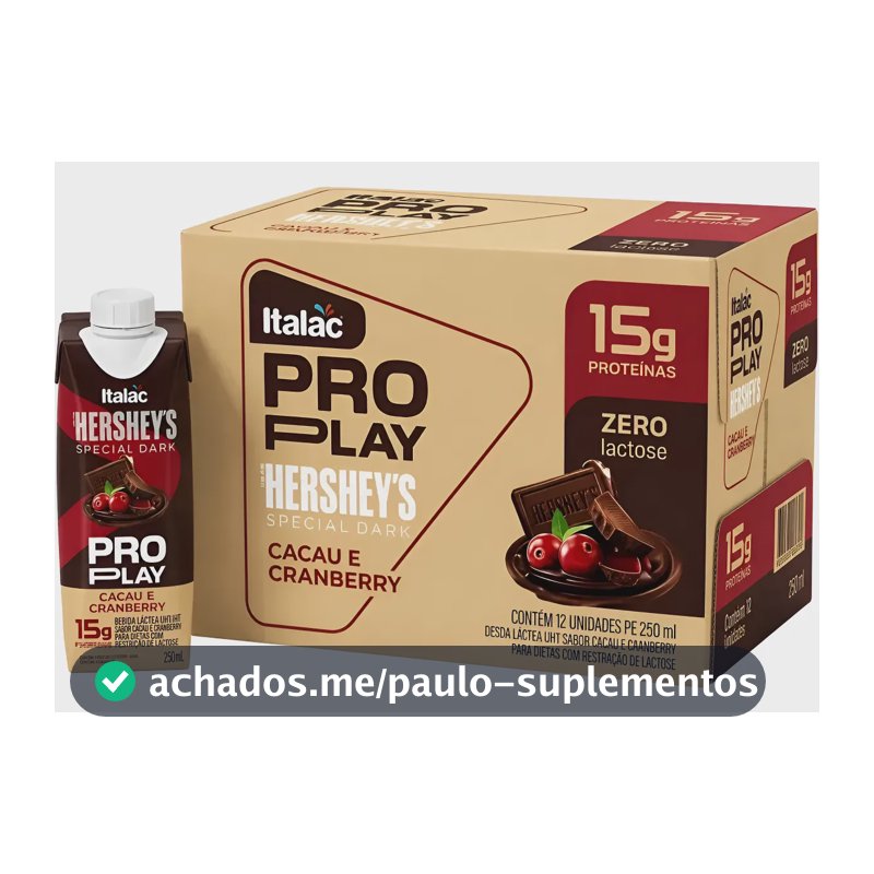 Whey Zero Lactose Hershey's Cacau Cranbery 15g Proteína 12x Cacau E Cranberry
