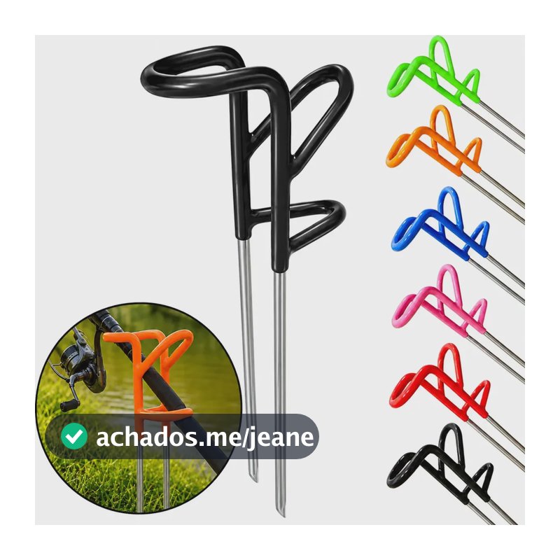 Suporte Vara Pesca Emborrachado Reforçado Resistente 36 Cm Preto