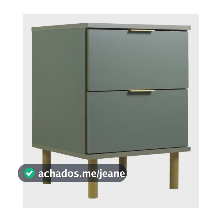 Mesa De Cabeceira Ditália 2 Gavetas Dm-125 Verde Oliva Verde