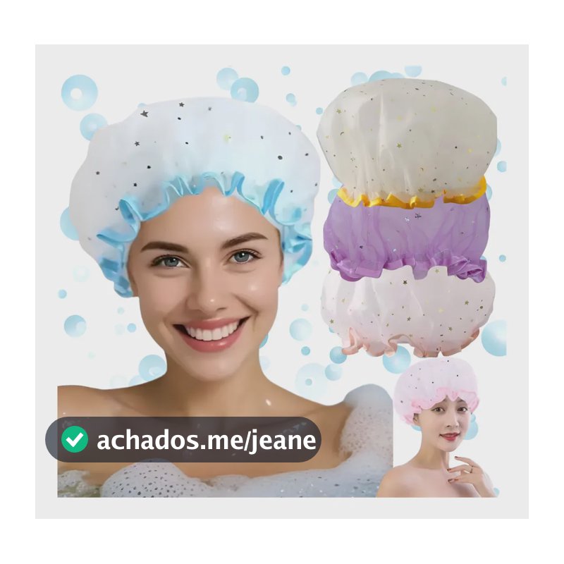Kit 2 Toucas Para Cabelo De Plástico C/ Elástico Impermeável Coloridas Evasecret