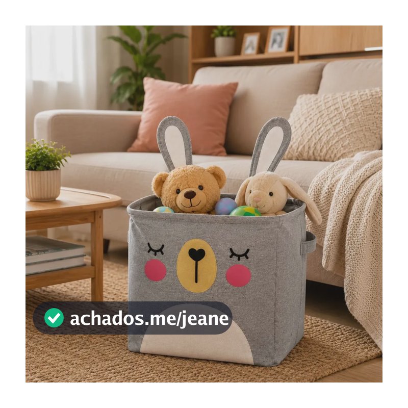 Cesto Organizador Infantil B-max Dobrável Resistente Cinza