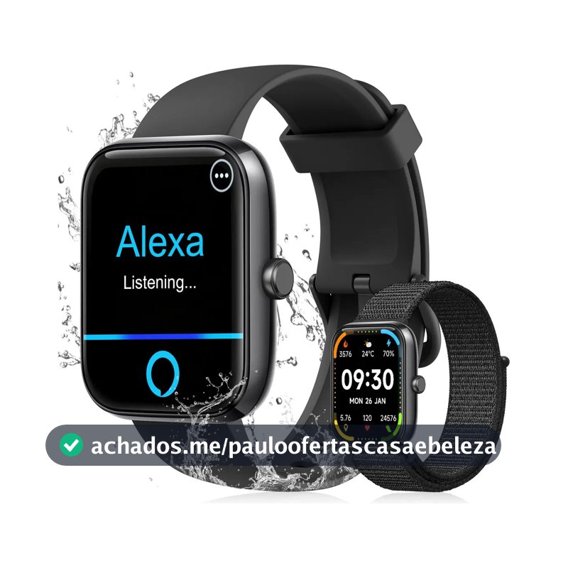 Relógio Inteligente Smartwatch Alexa Chamadas NOVANTE Masculino Feminino Esportivo IP68 Bluetooth Notificações Instantâneas Tela Hd 1.83 300mAh 10Dias Monitor Cardíaco Spo2 Sono Ecg Pagamento Offline